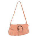 Salvatore Ferragamo Gancini Shoulder Bag Leather Pink Silver Auth BA11212-1