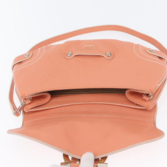 Salvatore Ferragamo Gancini Shoulder Bag Leather Pink Silver Auth BA11212