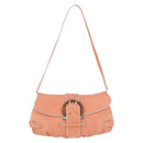 Salvatore Ferragamo Gancini Shoulder Bag Leather Pink Silver Auth BA11212-13