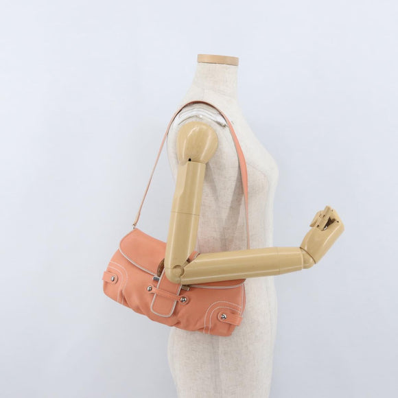 Salvatore Ferragamo Gancini Shoulder Bag Leather Pink Silver Auth BA11212