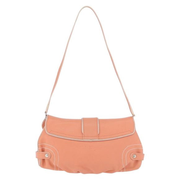 Salvatore Ferragamo Gancini Shoulder Bag Leather Pink Silver Auth BA11212