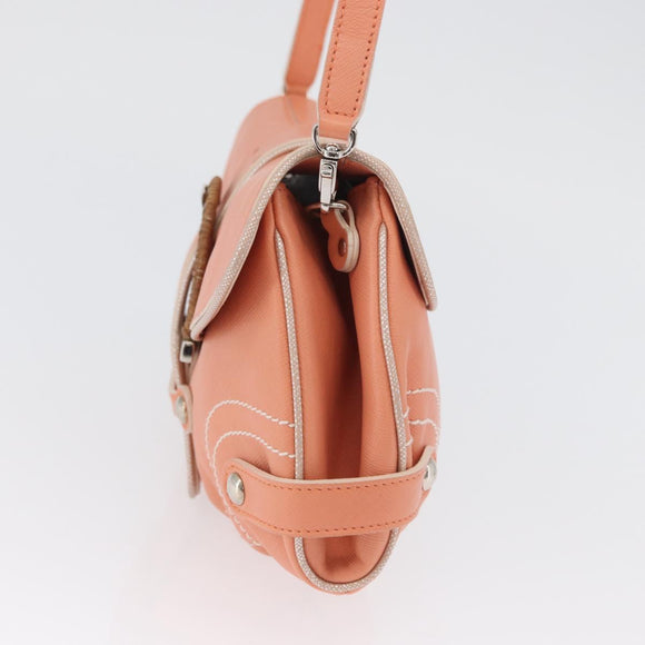 Salvatore Ferragamo Gancini Shoulder Bag Leather Pink Silver Auth BA11212