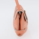 Salvatore Ferragamo Gancini Shoulder Bag Leather Pink Silver Auth BA11212-4