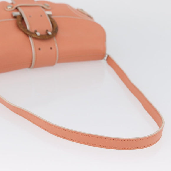 Salvatore Ferragamo Gancini Shoulder Bag Leather Pink Silver Auth BA11212