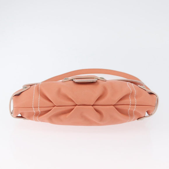 Salvatore Ferragamo Gancini Shoulder Bag Leather Pink Silver Auth BA11212