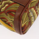 Salvatore Ferragamo Gancini Mini Vanity Pouch Nylon Yellow Gold Auth BA11214-16