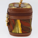 Salvatore Ferragamo Gancini Mini Vanity Pouch Nylon Yellow Gold Auth BA11214-4