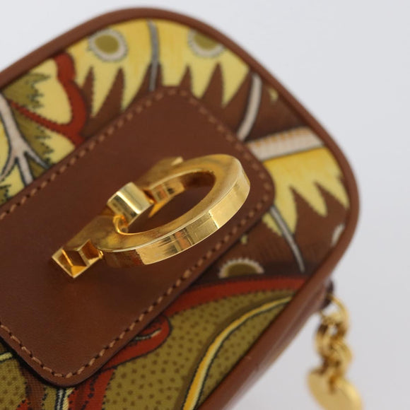Salvatore Ferragamo Gancini Mini Vanity Pouch Nylon Yellow Gold Auth BA11214