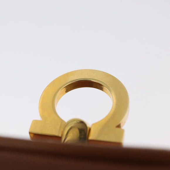 Salvatore Ferragamo Gancini Mini Vanity Pouch Nylon Yellow Gold Auth BA11214