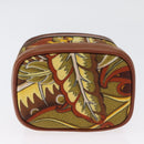 Salvatore Ferragamo Gancini Mini Vanity Pouch Nylon Yellow Gold Auth BA11214-5