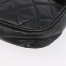 CHANEL Matelasse Chain Shoulder Bag Lamb Skin Black Gold CC Auth BA11216-14