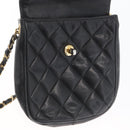 CHANEL Matelasse Chain Shoulder Bag Lamb Skin Black Gold CC Auth BA11216-20