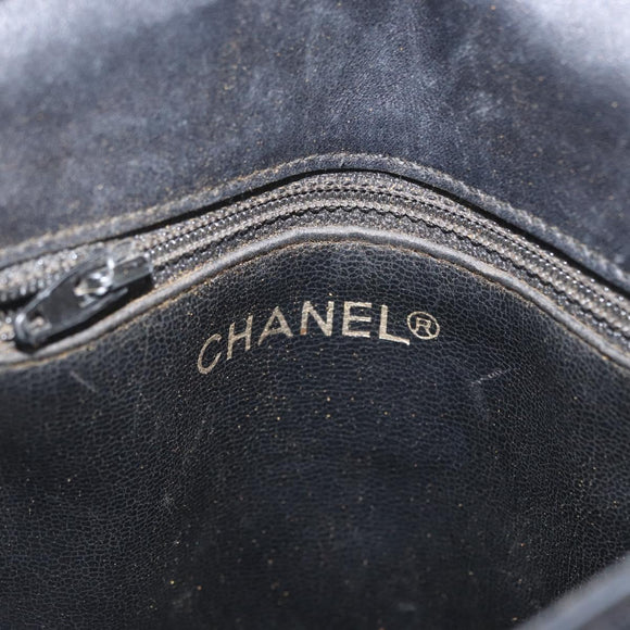 CHANEL Matelasse Chain Shoulder Bag Lamb Skin Black Gold CC Auth BA11216