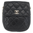 CHANEL Matelasse Chain Shoulder Bag Lamb Skin Black Gold CC Auth BA11216-13