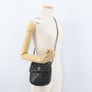 CHANEL Matelasse Chain Shoulder Bag Lamb Skin Black Gold CC Auth BA11216-25