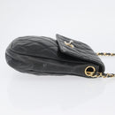 CHANEL Matelasse Chain Shoulder Bag Lamb Skin Black Gold CC Auth BA11216-3
