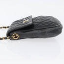 CHANEL Matelasse Chain Shoulder Bag Lamb Skin Black Gold CC Auth BA11216-4