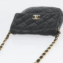 CHANEL Matelasse Chain Shoulder Bag Lamb Skin Black Gold CC Auth BA11216-6