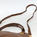 Chloe Margaret Hand Bag Leather 2way Brown Gold Auth BA11217-10