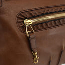Chloe Margaret Hand Bag Leather 2way Brown Gold Auth BA11217-16