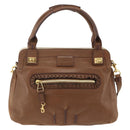 Chloe Margaret Hand Bag Leather 2way Brown Gold Auth BA11217-2