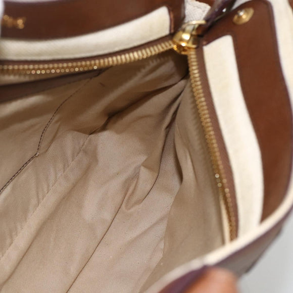 Chloe Margaret Hand Bag Leather 2way Brown Gold Auth BA11217