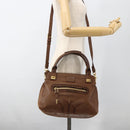 Chloe Margaret Hand Bag Leather 2way Brown Gold Auth BA11217-25