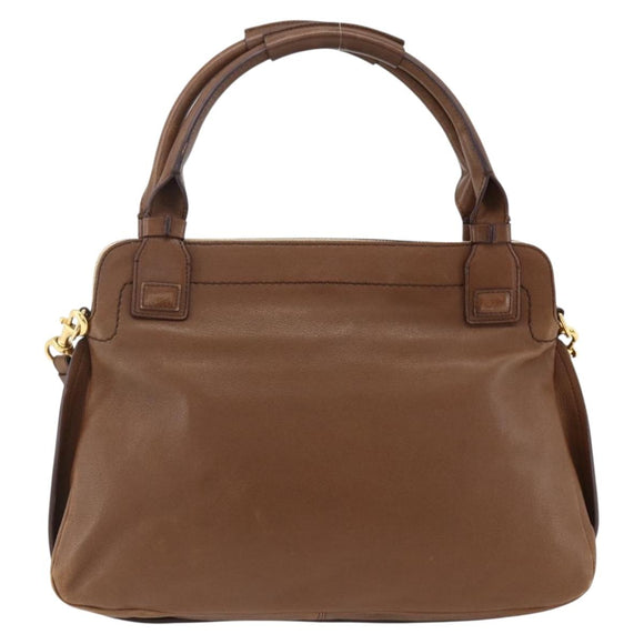 Chloe Margaret Hand Bag Leather 2way Brown Gold Auth BA11217