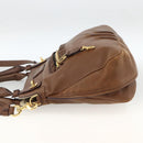 Chloe Margaret Hand Bag Leather 2way Brown Gold Auth BA11217-4