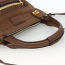 Chloe Margaret Hand Bag Leather 2way Brown Gold Auth BA11217-7