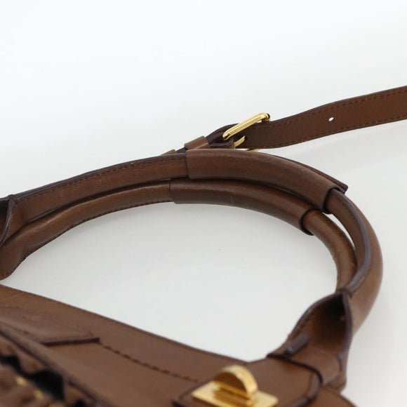 Chloe Margaret Hand Bag Leather 2way Brown Gold Auth BA11217
