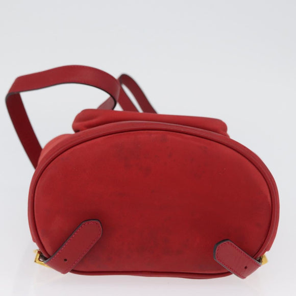 Salvatore Ferragamo Vala Rugzak Suede Rood Goud Authentiek BA11218