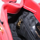 Salvatore Ferragamo Vala Rugzak Suede Rood Goud Authentiek BA11218-23