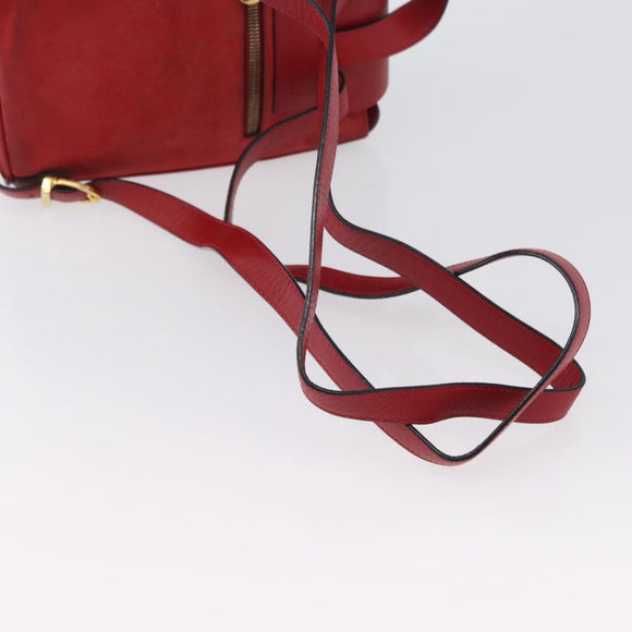 Salvatore Ferragamo Vala Rugzak Suede Rood Goud Authentiek BA11218