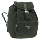 PRADA Backpack Nylon Green Silver Auth BA11221-1