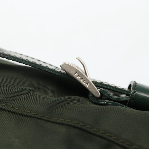 PRADA Backpack Nylon Green Silver Auth BA11221