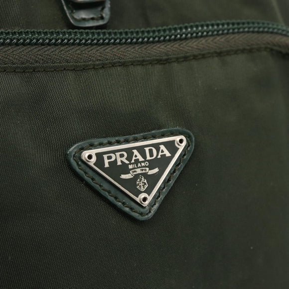 PRADA Backpack Nylon Green Silver Auth BA11221