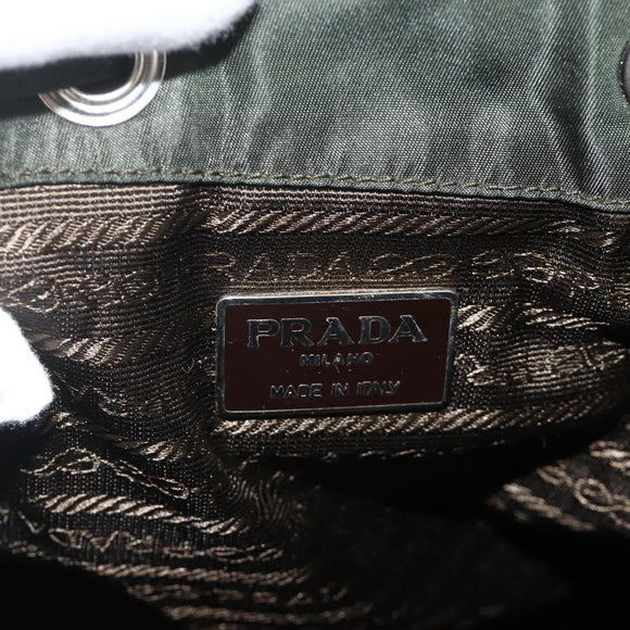 PRADA Backpack Nylon Green Silver Auth BA11221