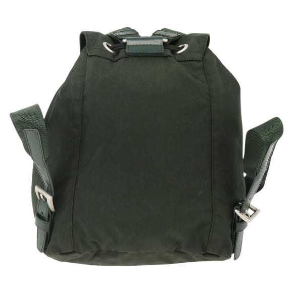 PRADA Backpack Nylon Green Silver Auth BA11221