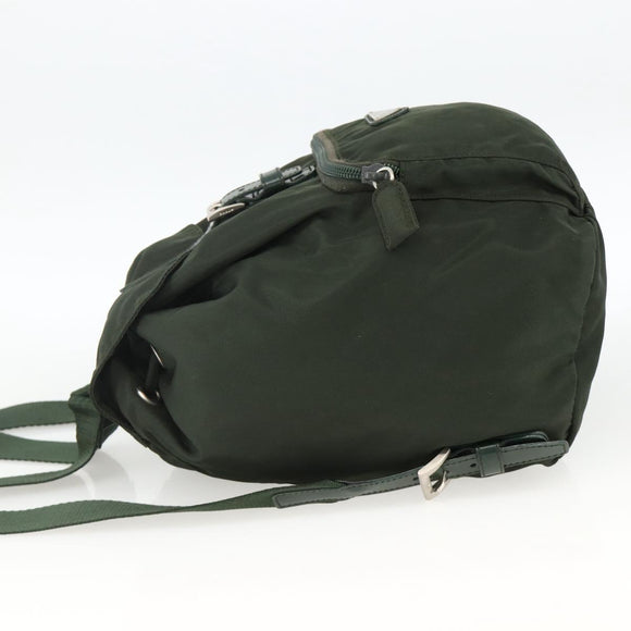 PRADA Backpack Nylon Green Silver Auth BA11221
