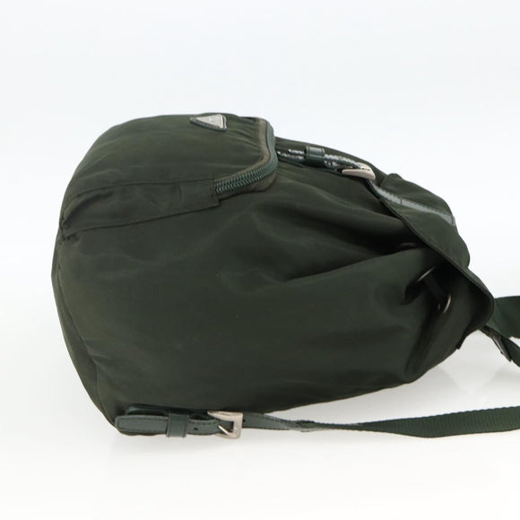 PRADA Backpack Nylon Green Silver Auth BA11221