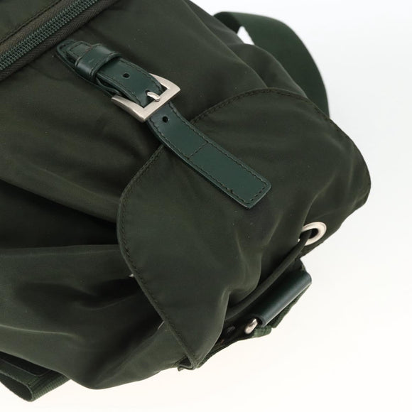 PRADA Backpack Nylon Green Silver Auth BA11221