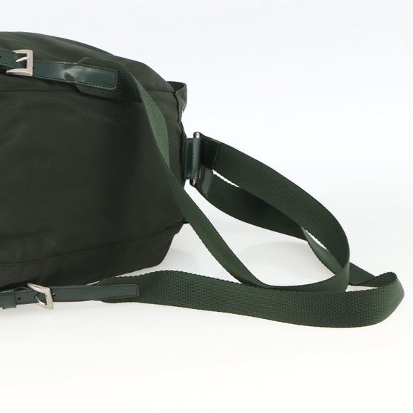 PRADA Backpack Nylon Green Silver Auth BA11221