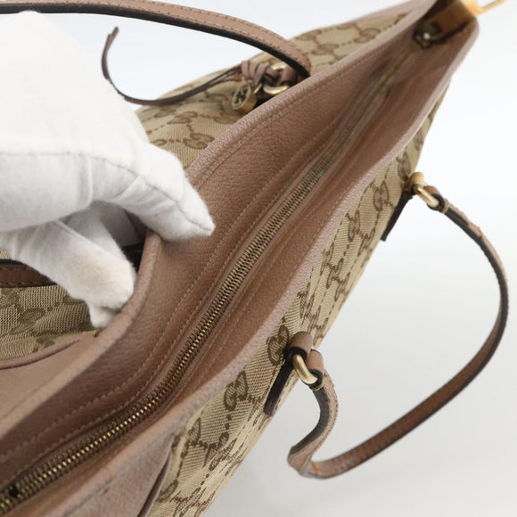 GUCCI GG Canvas Brie Tote Bag Beige Gold 323671 Auth BA11225