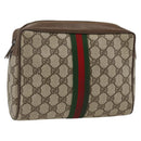 GUCCI GG Supreme Web Sherry Line Clutch Bag PVC Beige 89 01 012 Auth BA11226-1