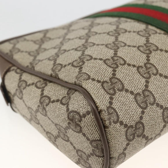 GUCCI GG Supreme Web Sherry Line Clutch Bag PVC Beige 89 01 012 Auth BA11226