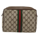 GUCCI GG Supreme Web Sherry Line Clutch Bag PVC Beige 89 01 012 Auth BA11226-2