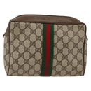 GUCCI GG Supreme Web Sherry Line Clutch Bag PVC Beige 89 01 012 Auth BA11226-3