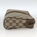 GUCCI GG Supreme Web Sherry Line Clutch Bag PVC Beige 89 01 012 Auth BA11226-5