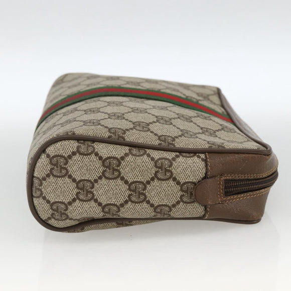 GUCCI GG Supreme Web Sherry Line Clutch Bag PVC Beige 89 01 012 Auth BA11226